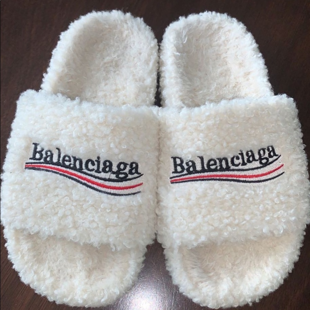 Balenciaga faux fur slides